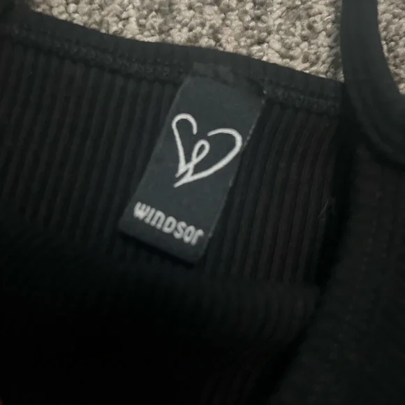 Tight fitted black top with strap around neck - Picture 3 of 3